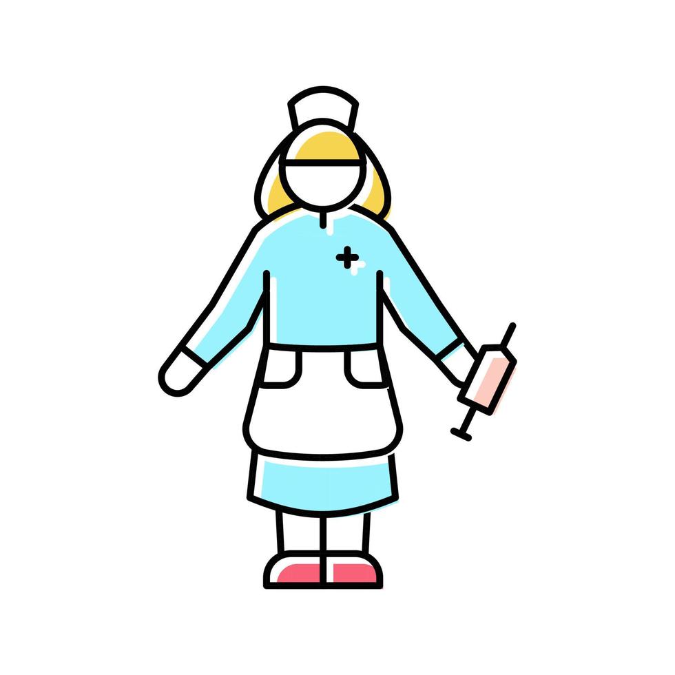 girl wearing doctor costume color icon vector illustration