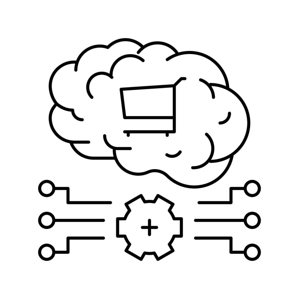 ilustración de vector de icono de línea de tecnología de neuromarketing