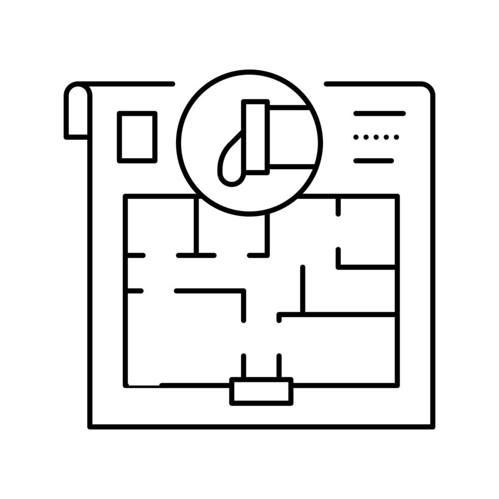 plumbing plan interior design line icon vector illustration