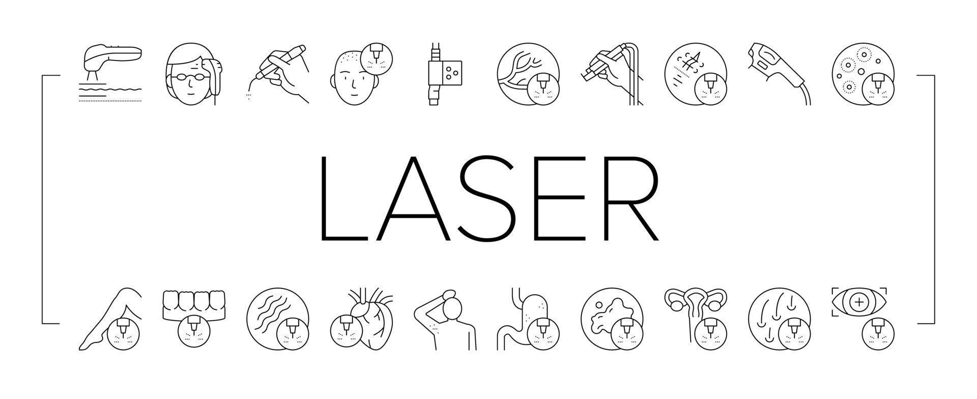 Laser Therapy Service Collection Icons Set Vector