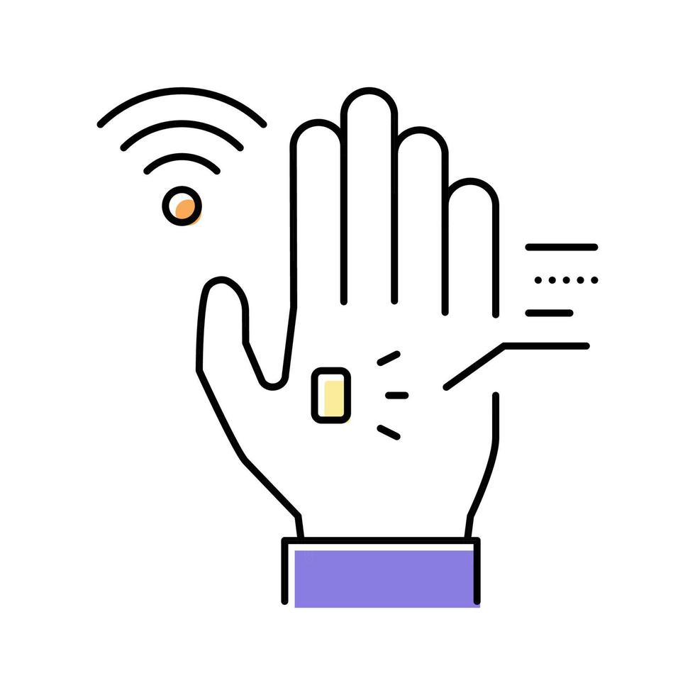 chip rfid in palm color icon vector illustration