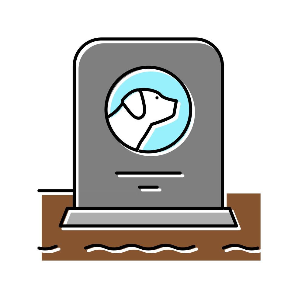 dog dead pet monument color icon vector illustration