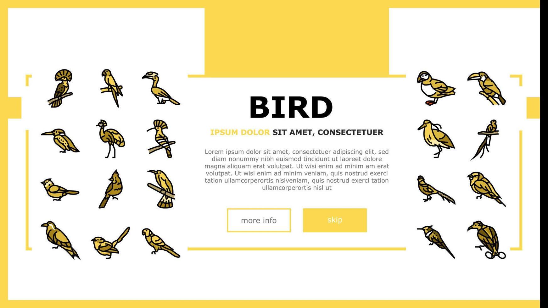 bird exotic animal nature wild landing header vector