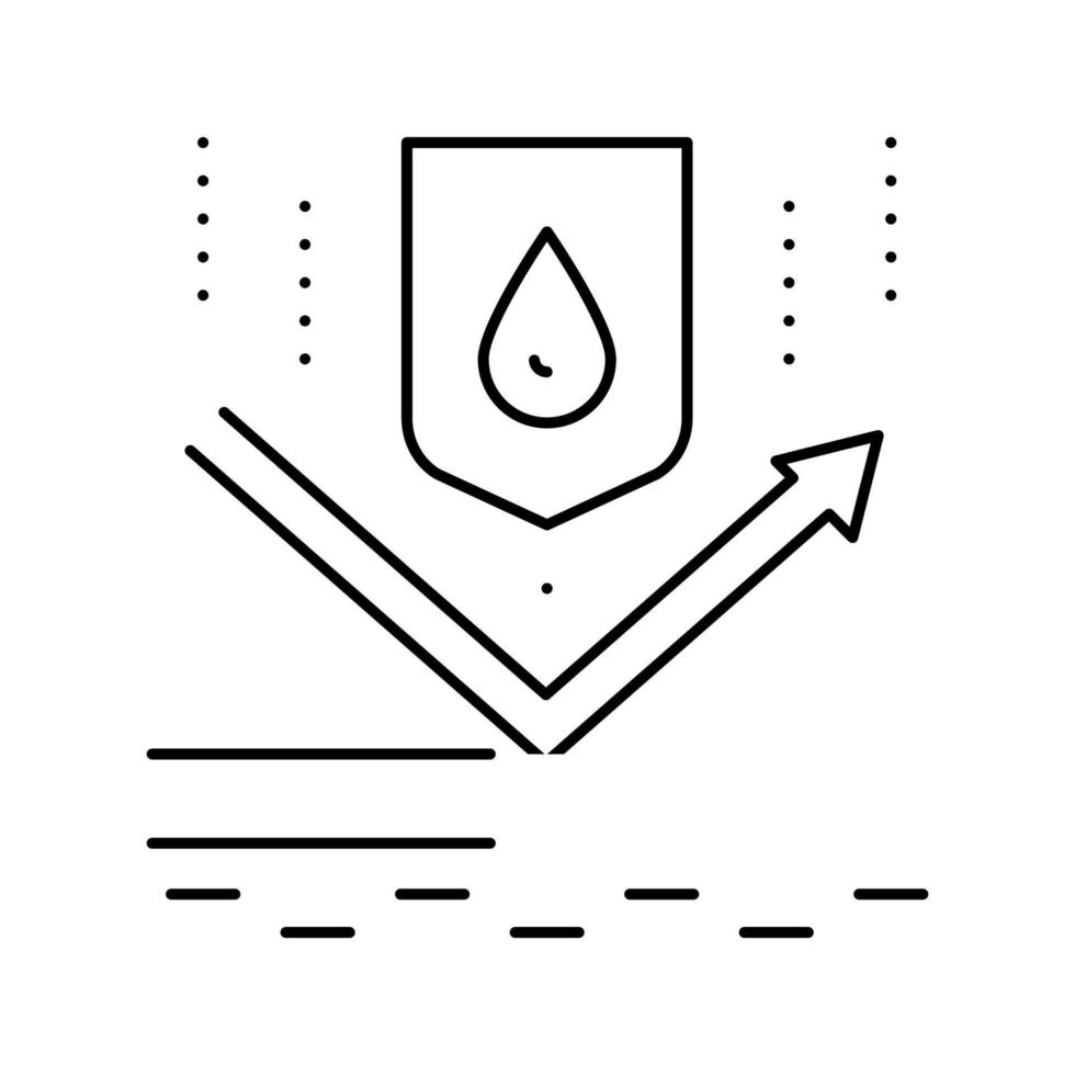 Ilustración de vector de icono de línea de capa de protección impermeable