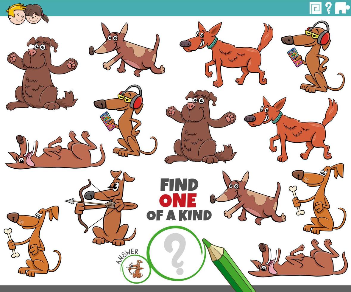juego único con divertidos perros de dibujos animados vector