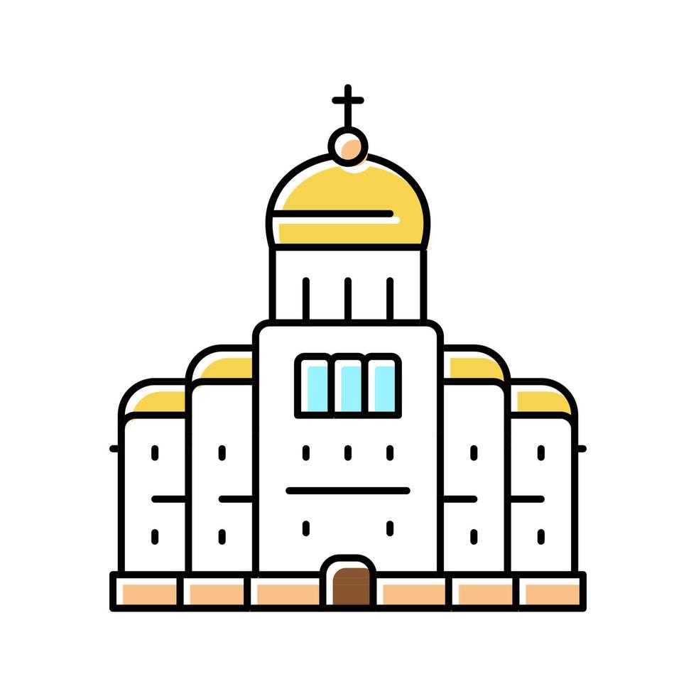 church or monastery christianity building color icon vector illu