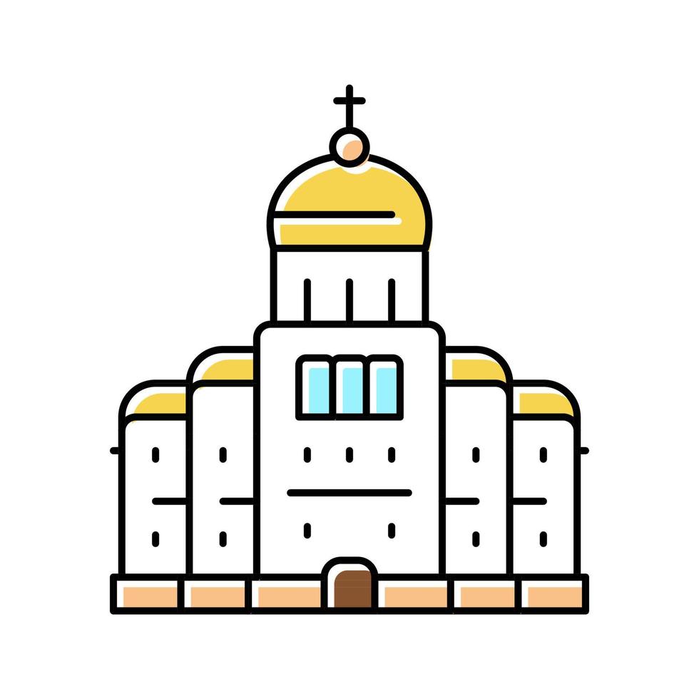 church or monastery christianity building color icon vector illu