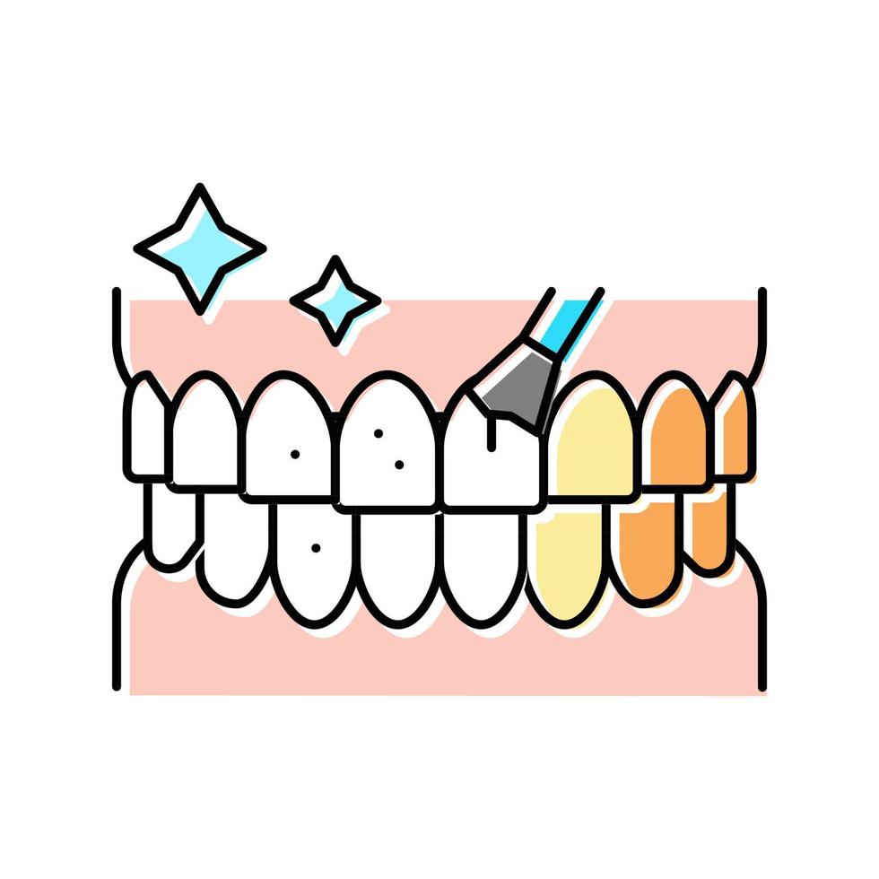 Ilustración de vector de icono de color de blanqueamiento de dientes