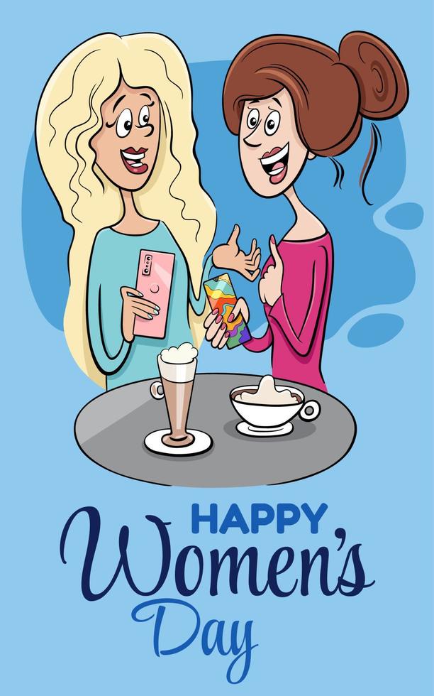 Women's Day design with comic chatting women vector