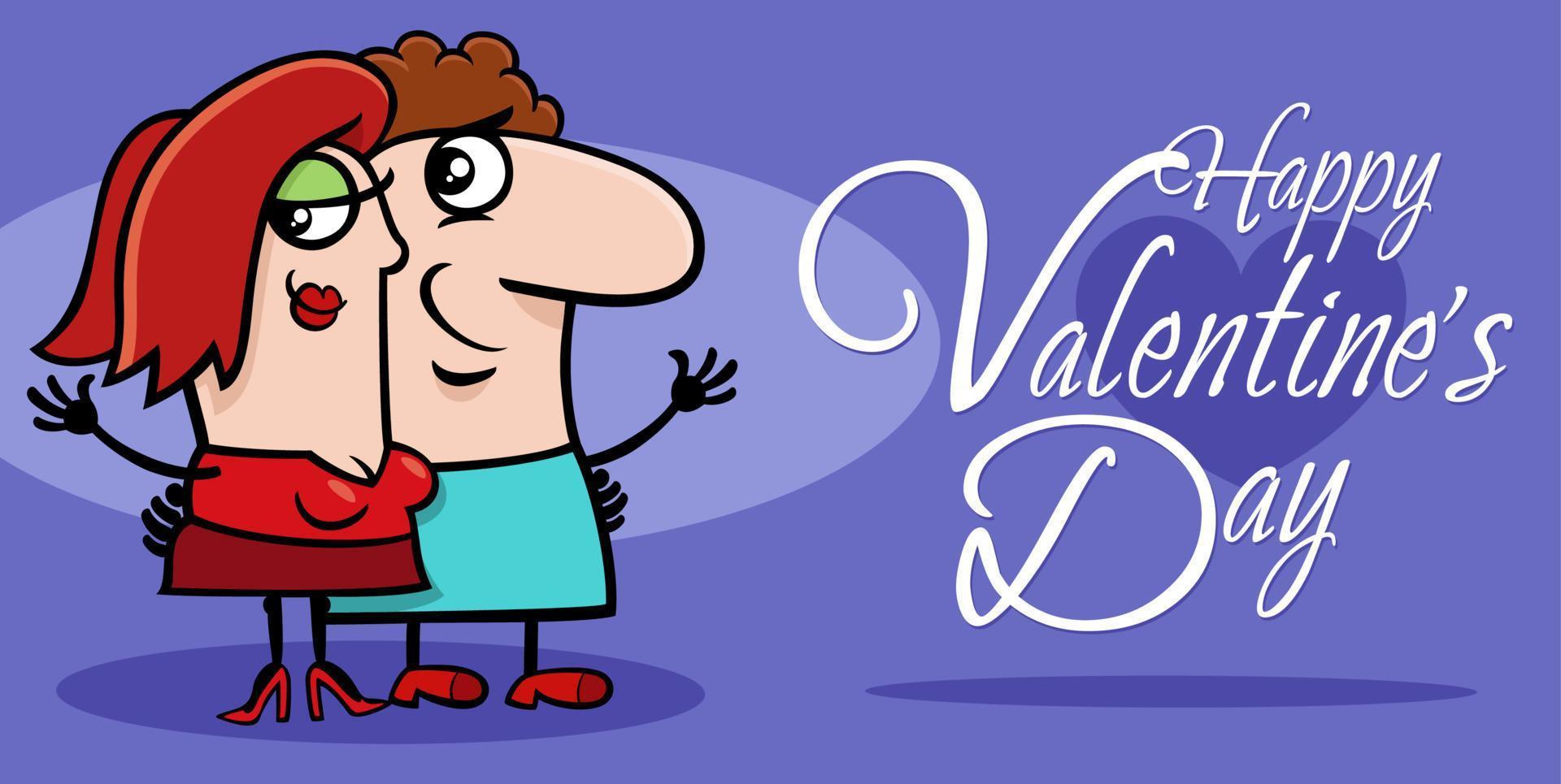 Valentines Day design with comic couple in love vector