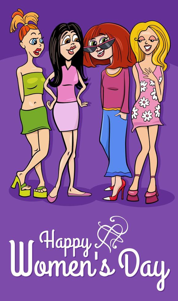 Women's Day design with cartoon women group vector