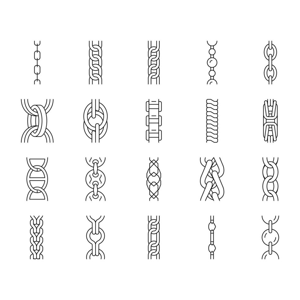 chain metal connection link icons set vector