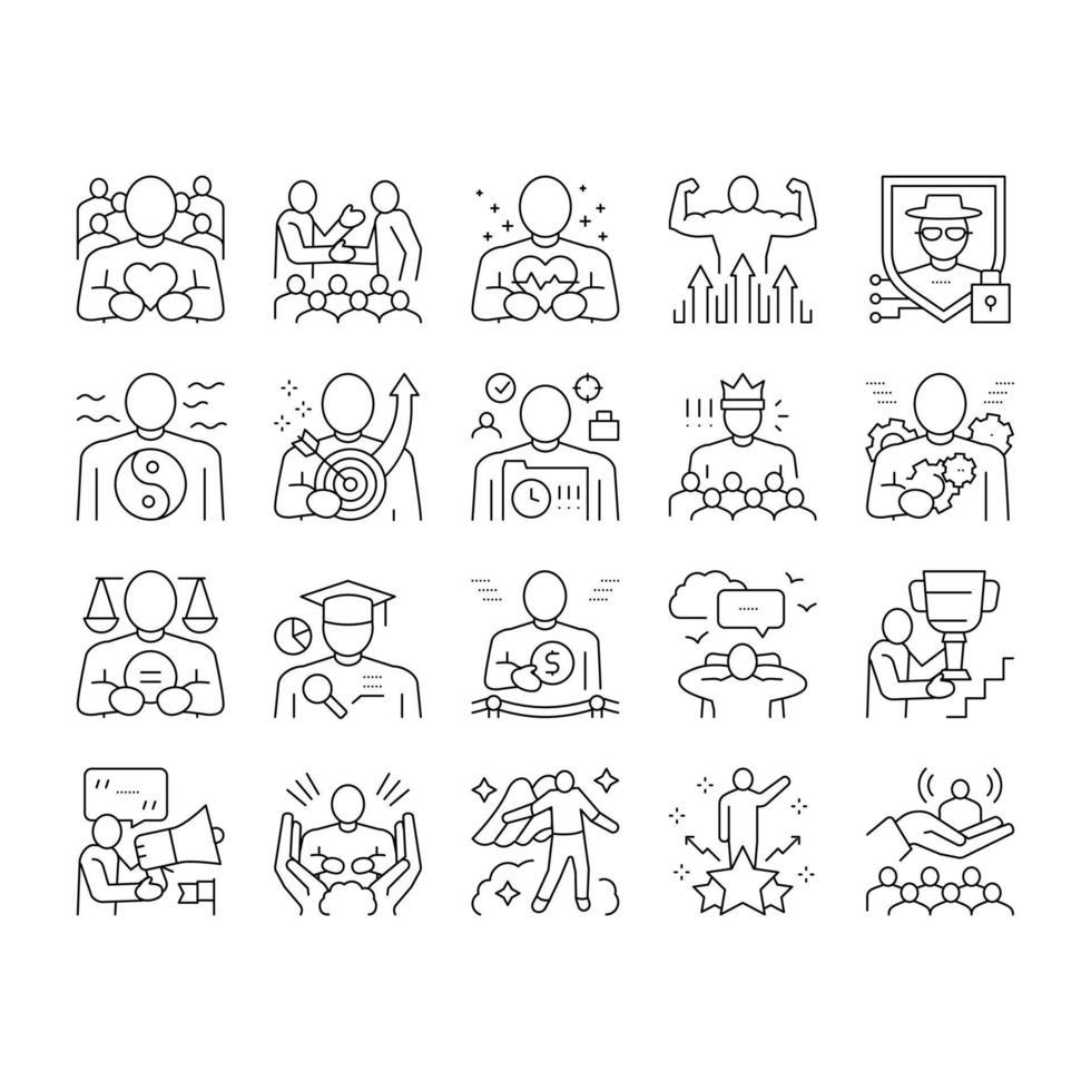 Values Human Life Collection Icons Set Vector