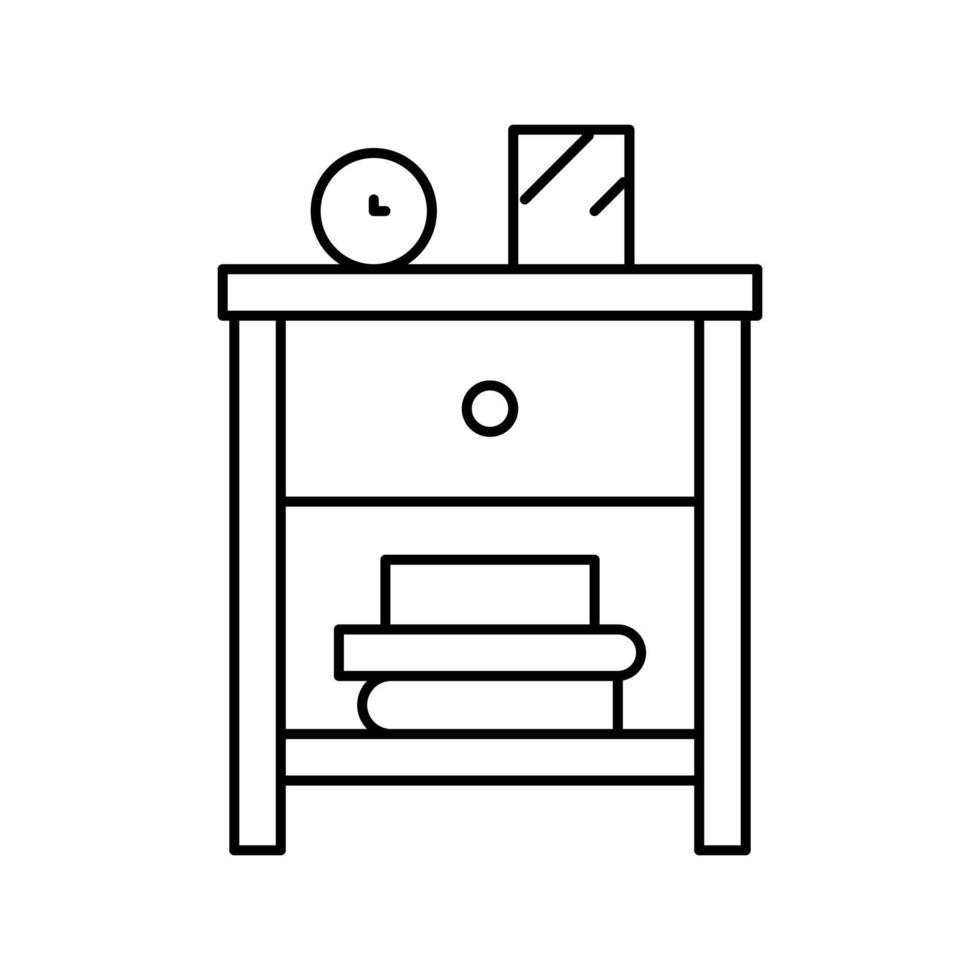 mesita de noche muebles línea icono vector ilustración