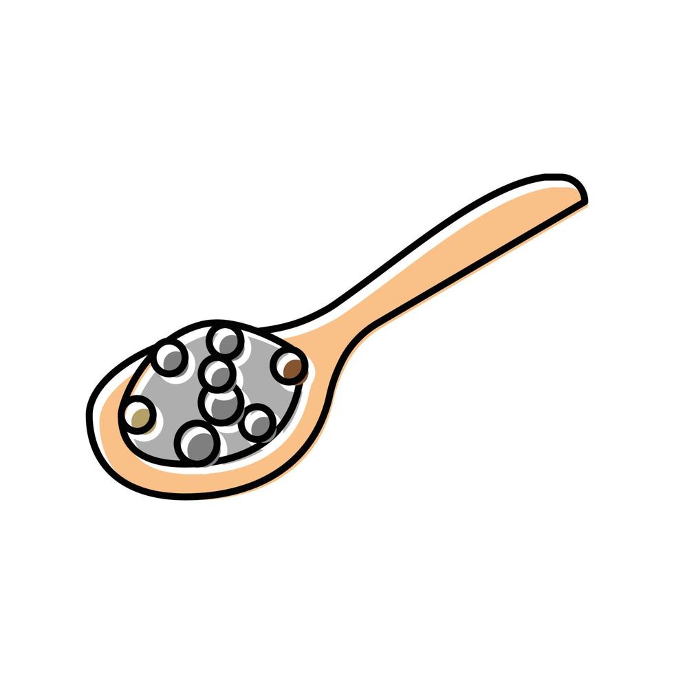 ilustración de vector de icono de color de cuchara de madera de pimienta