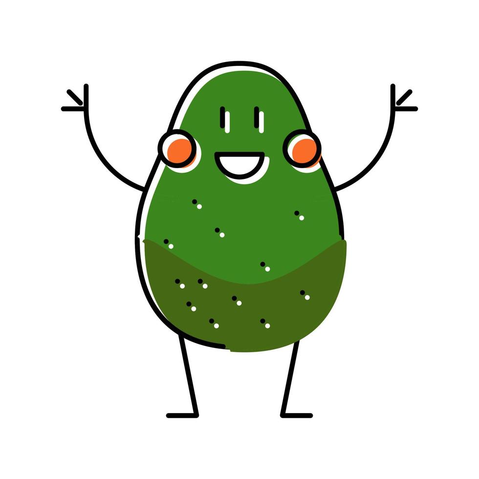 carácter aguacate color verde icono vector ilustración