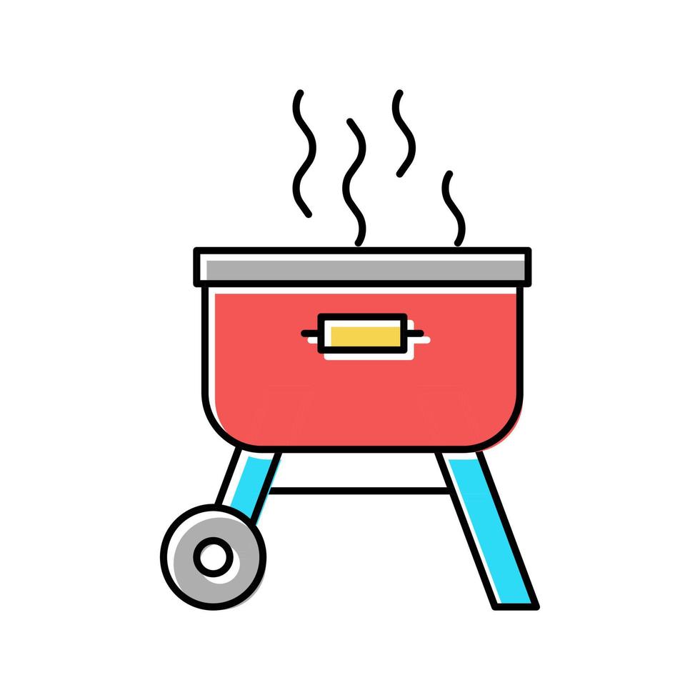 bbq iron summer picnic color icon vector illustration