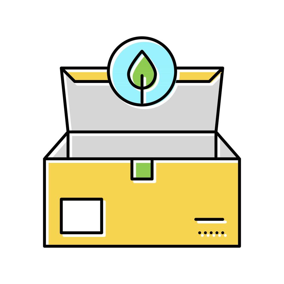 Ilustración de vector de icono de color de embalaje de caja ecológica