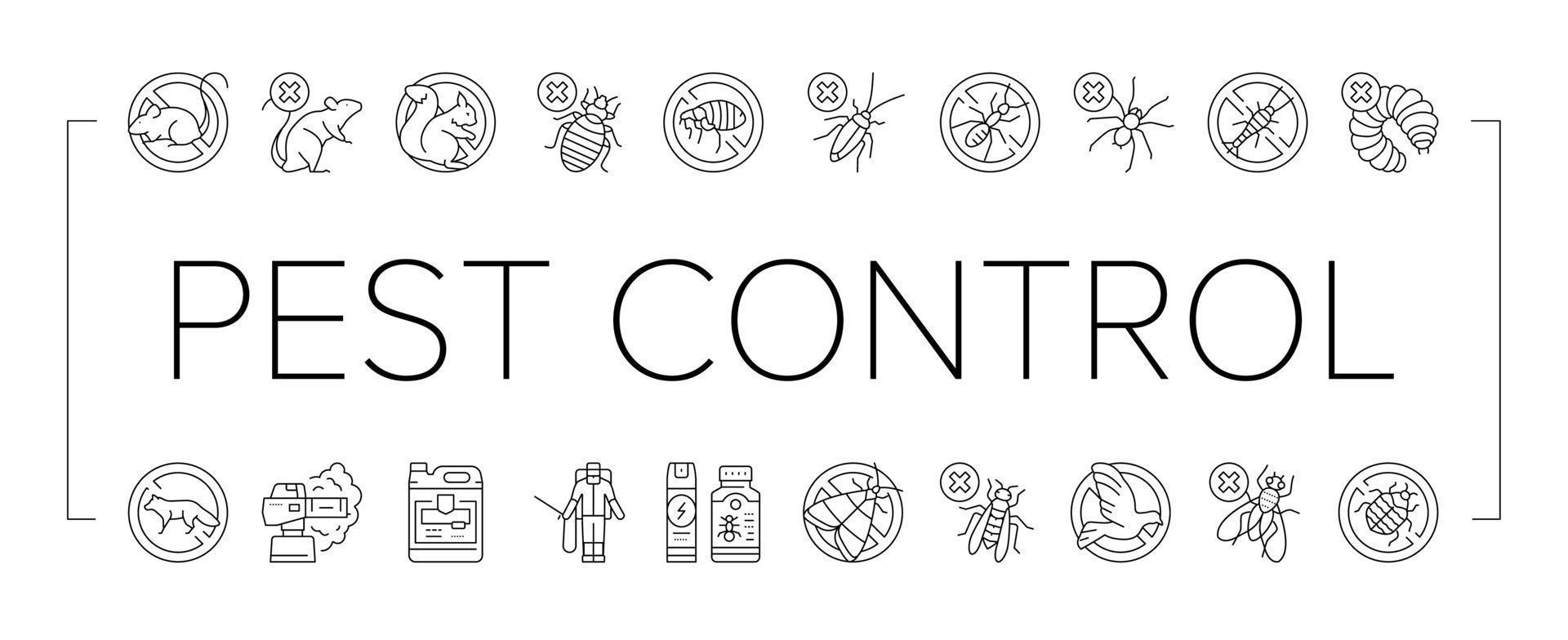 Pest Control Service Treatment Icons Set Vector