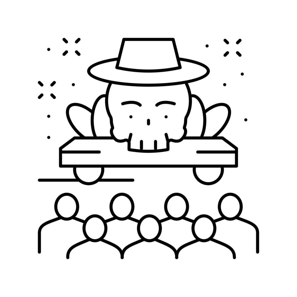 day of dead celebrative parade line icon vector illustration