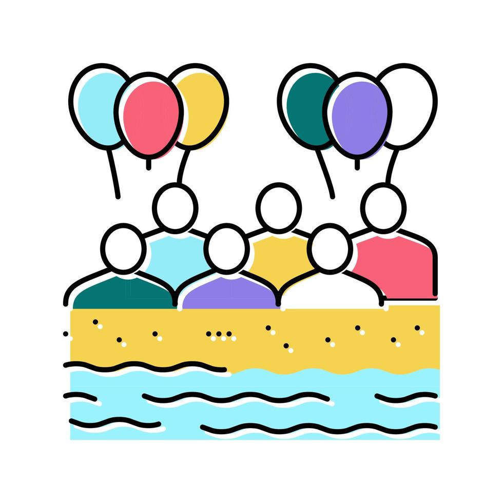 beach kids party color icon vector illustration