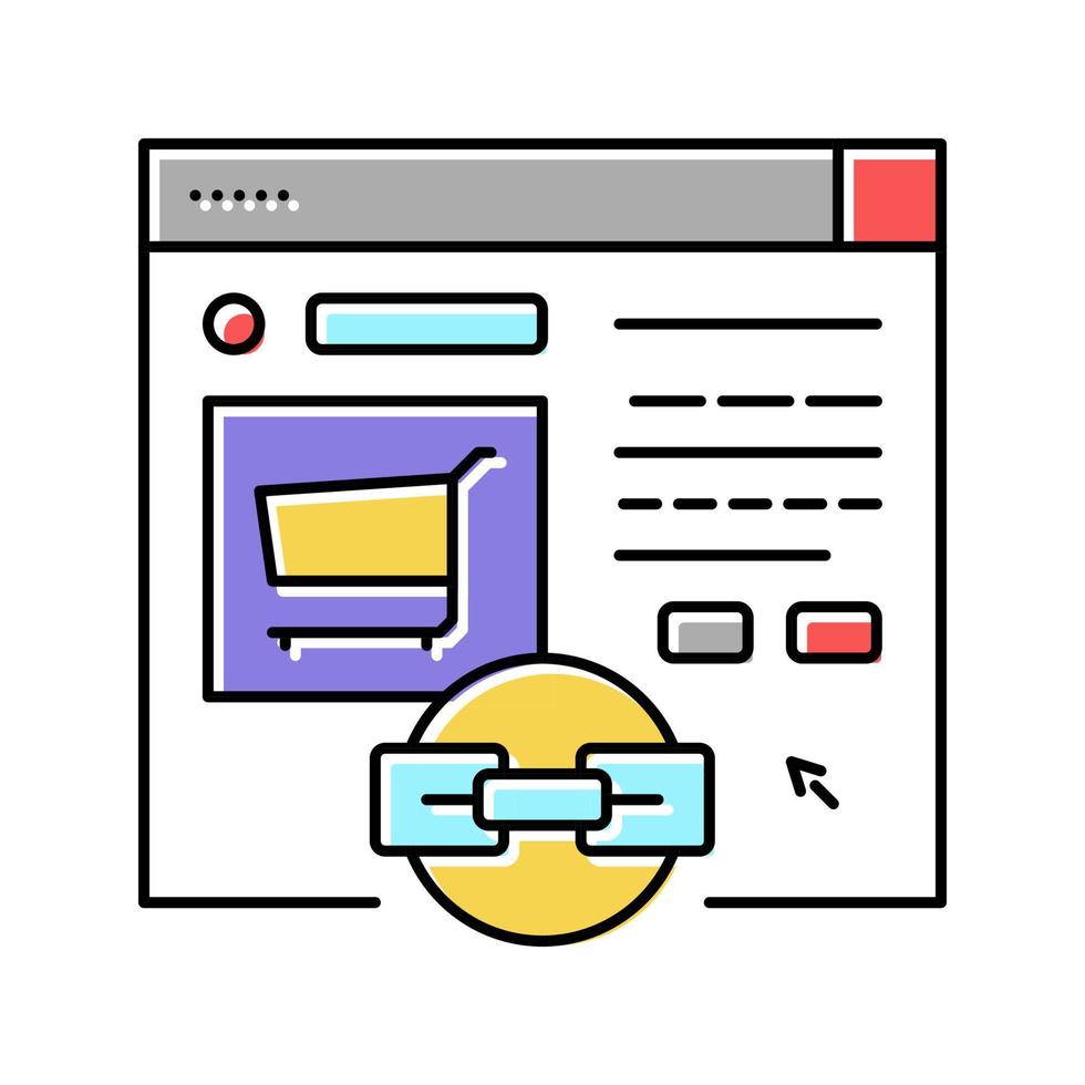 e-commerce link building color icon vector illustration