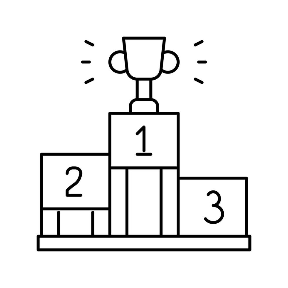 ilustración de vector de icono de línea de pedestal de campeón de competencia