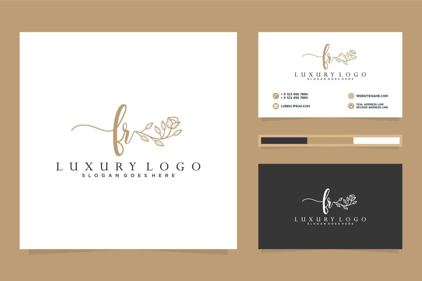 Initial FR Feminine logo collections and business card templat Premium Vector