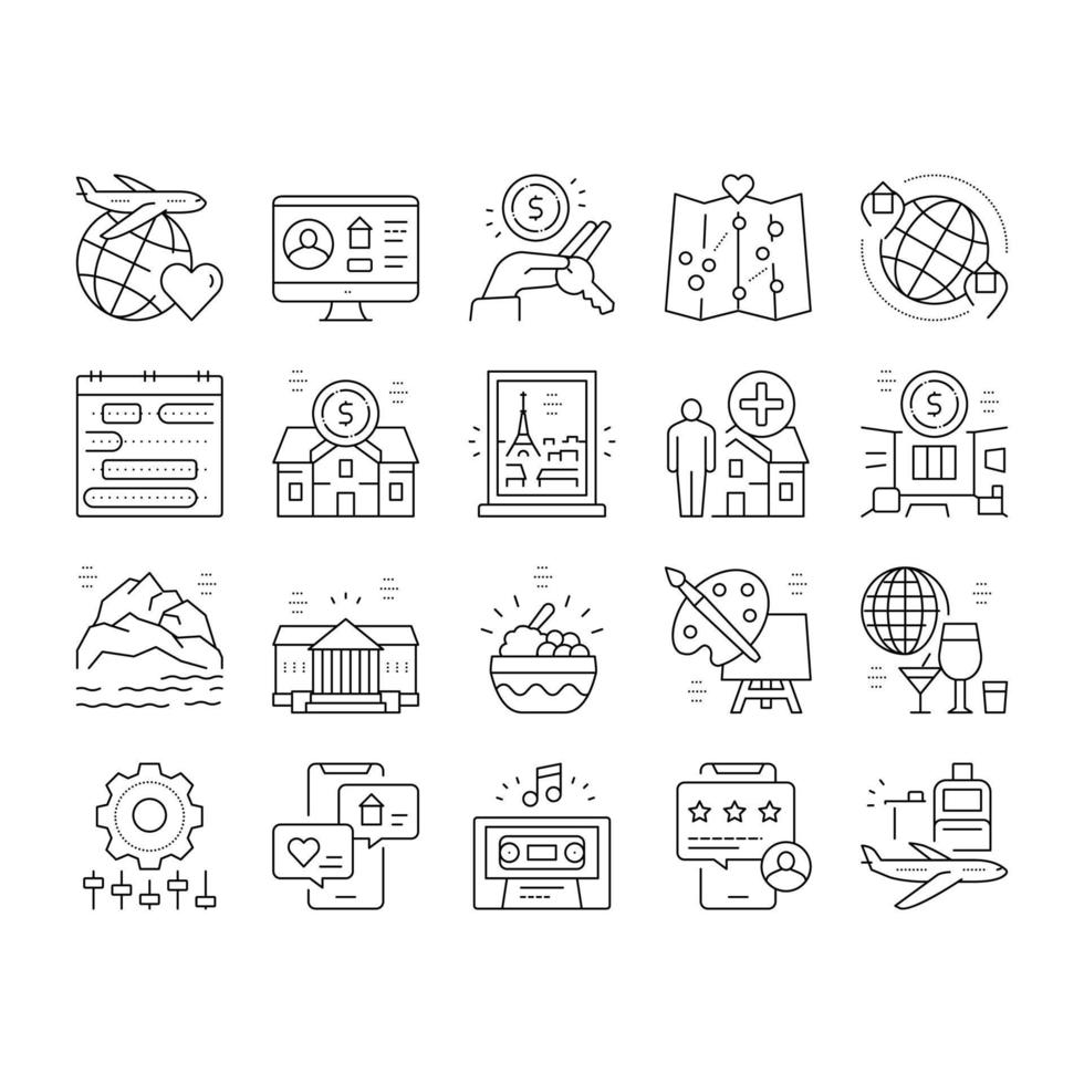 Vacation Rentals Place Collection Icons Set Vector