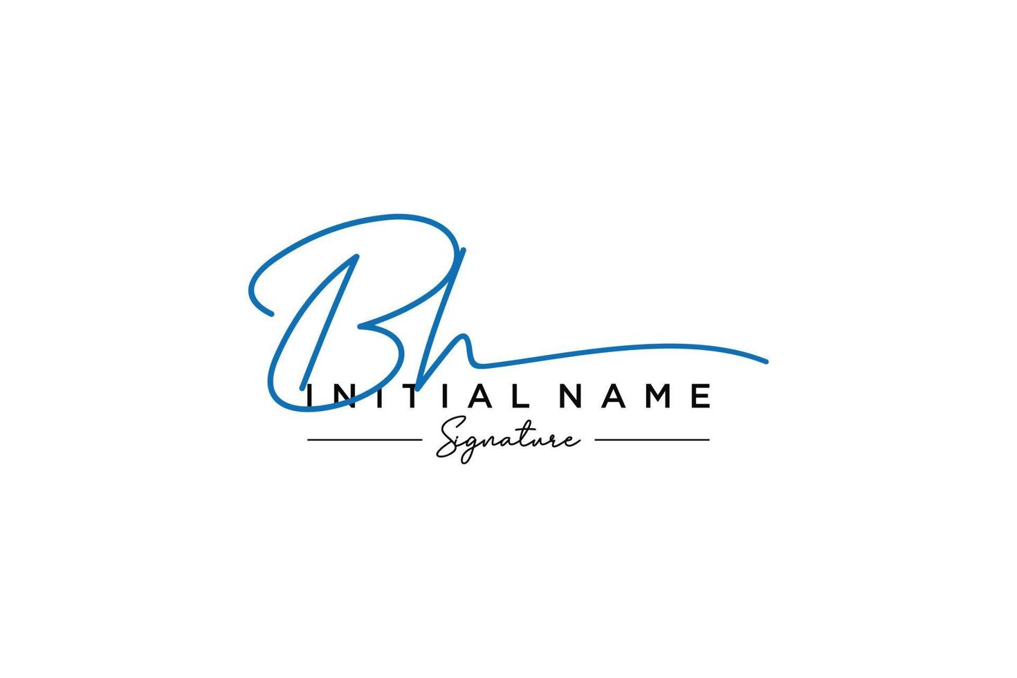 vector de plantilla de logotipo de firma bh inicial. ilustración de vector de letras de caligrafía dibujada a mano.