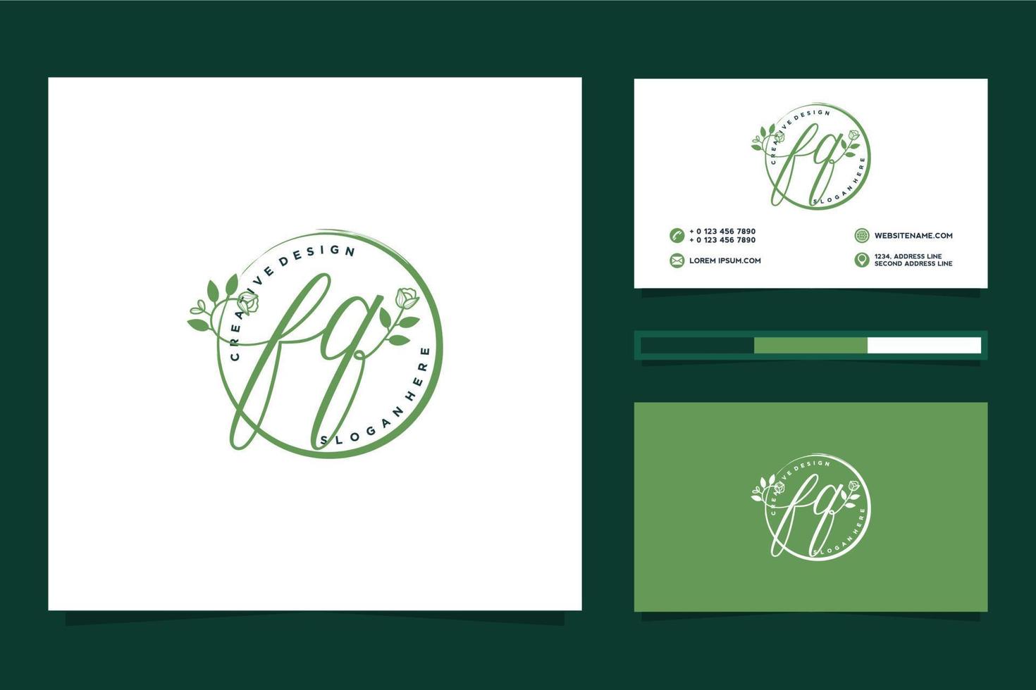 Initial FQ Feminine logo collections and business card templat Premium Vector