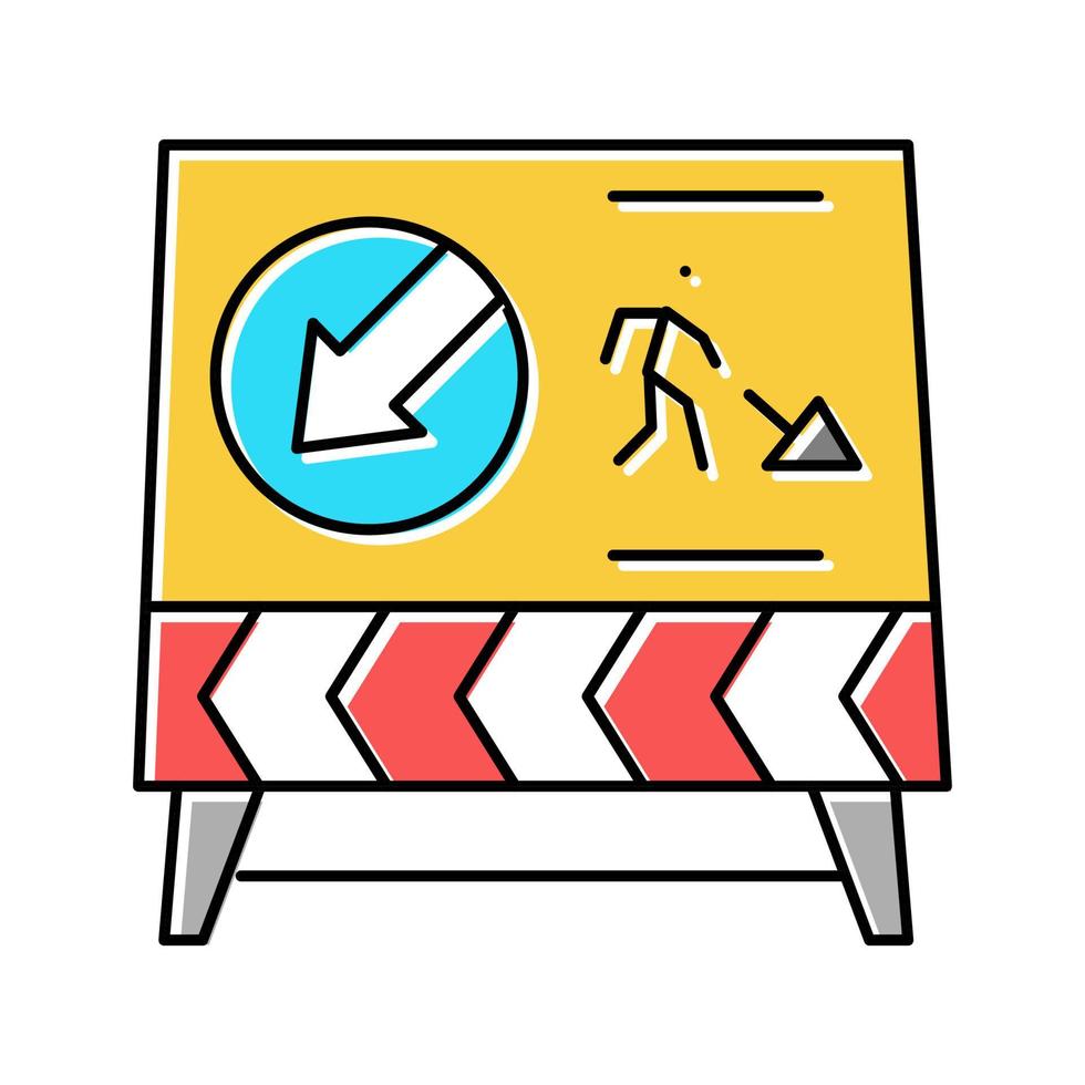 ilustración de vector de icono de color de señal de construcción de carretera