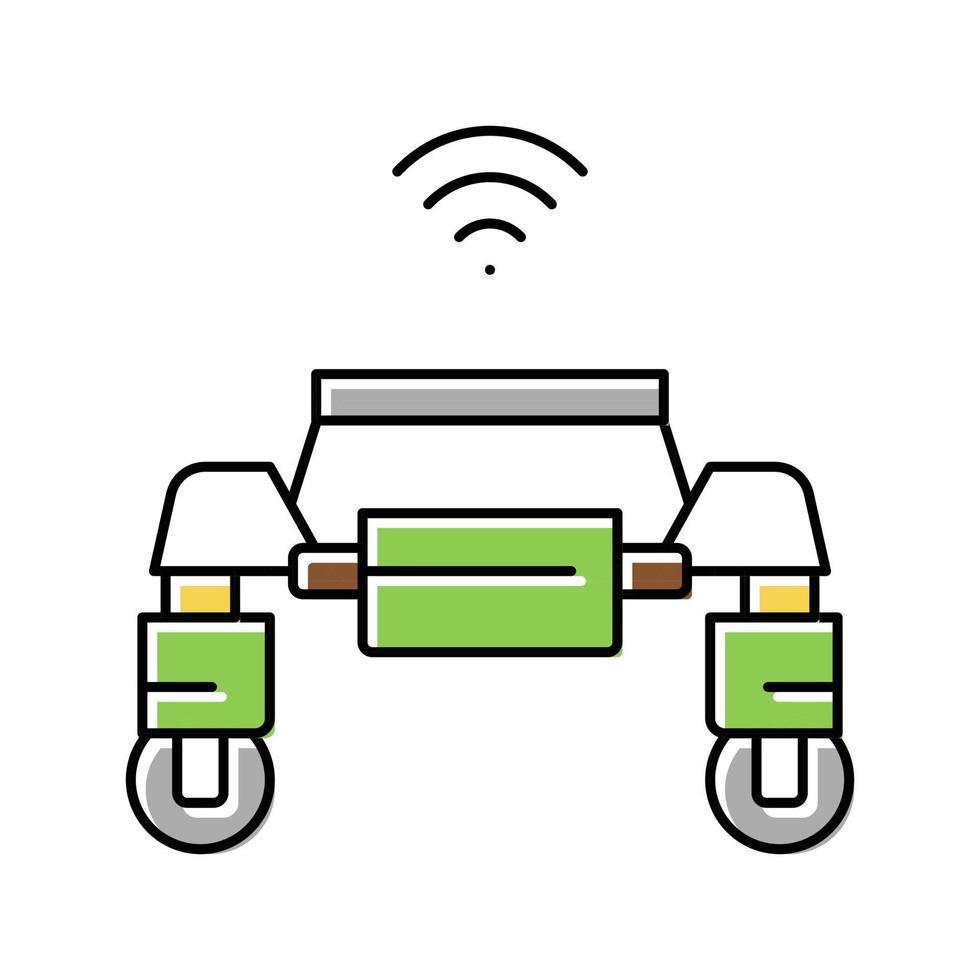ilustración de vector de icono de color de granja inteligente de vehículo remoto