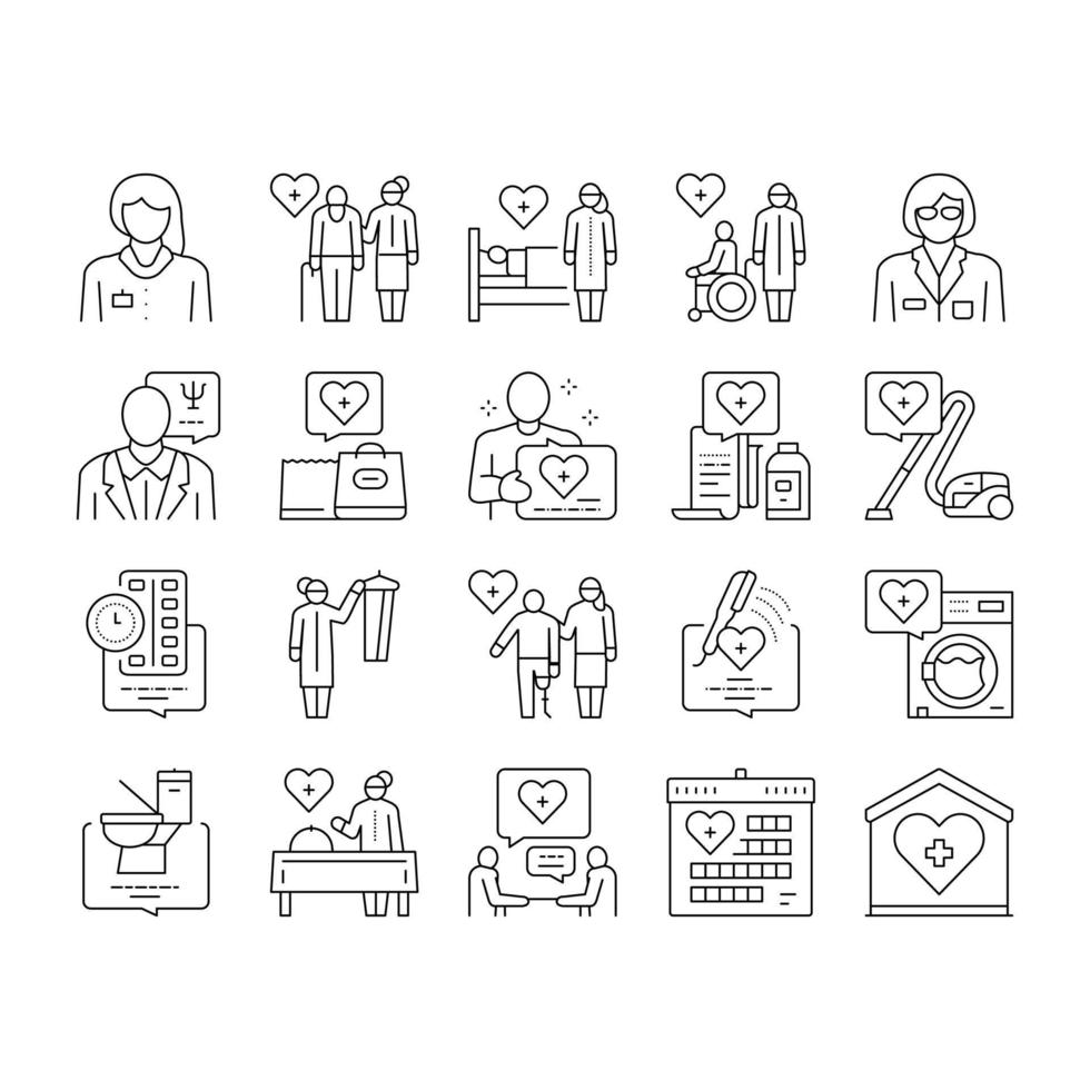 Homecare Services Collection Icons Set Vector