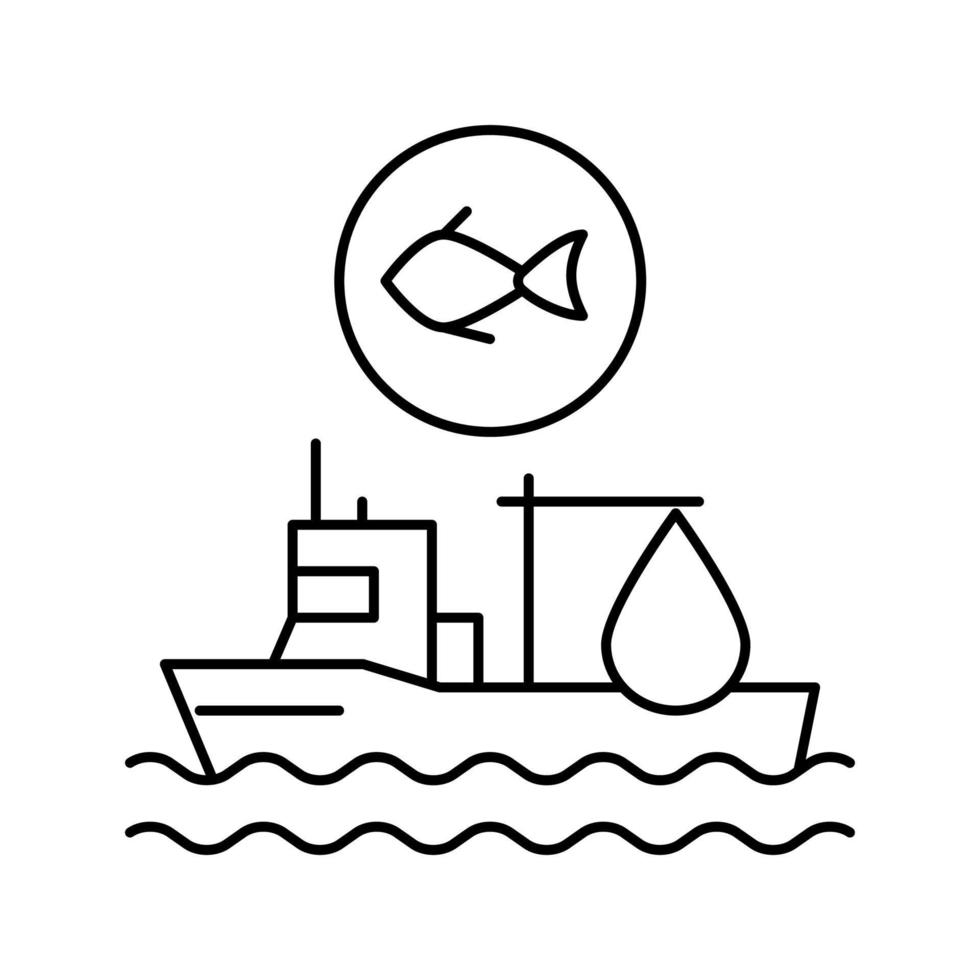 barco de pesca línea icono vector ilustración