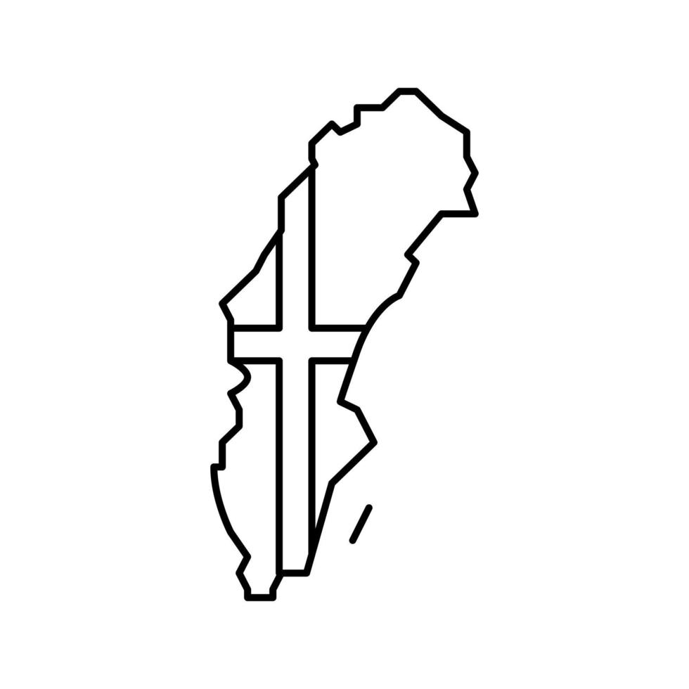 Suecia país mapa bandera línea icono vector ilustración