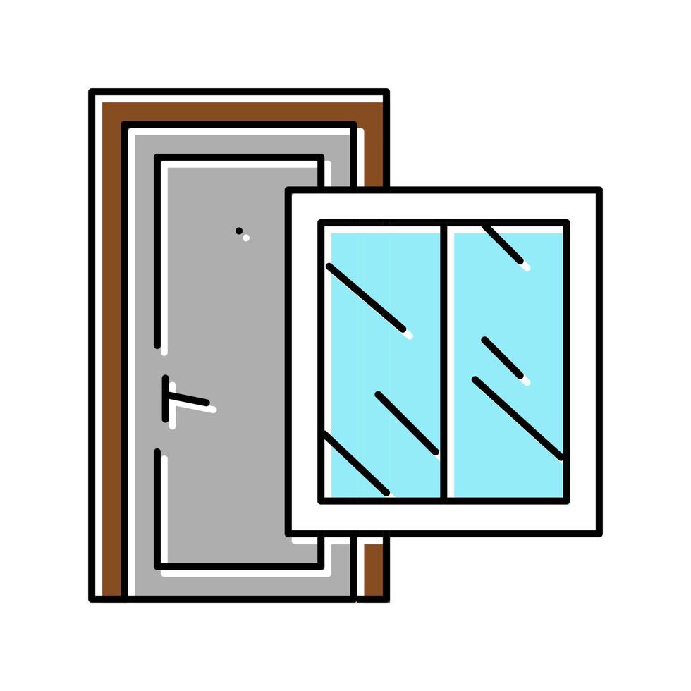 ilustración de vector de icono de color de ventana y puerta