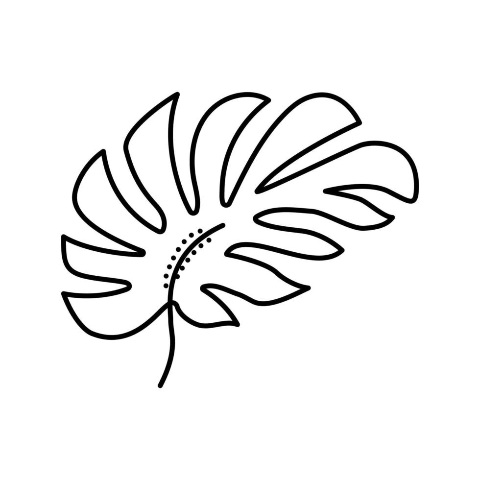 Ilustración de vector de icono de línea de planta de hoja de monstera