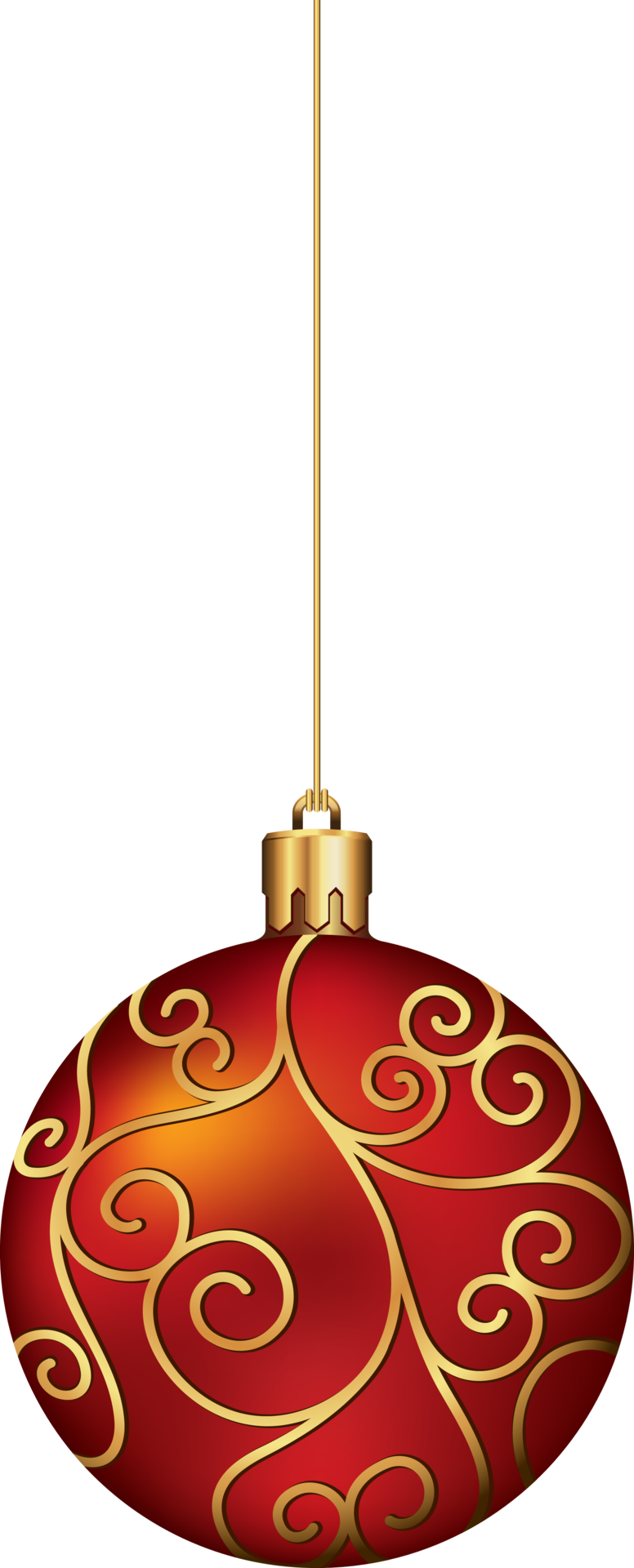 Christmas ball ornaments hanging on gold thread 19002944 PNG