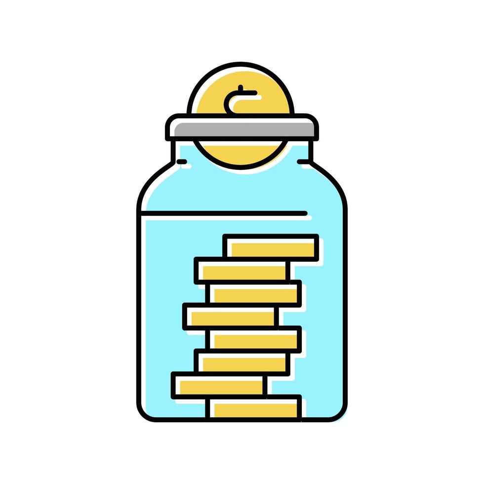 Recogida de monedas en la ilustración de vector de icono de color de botella