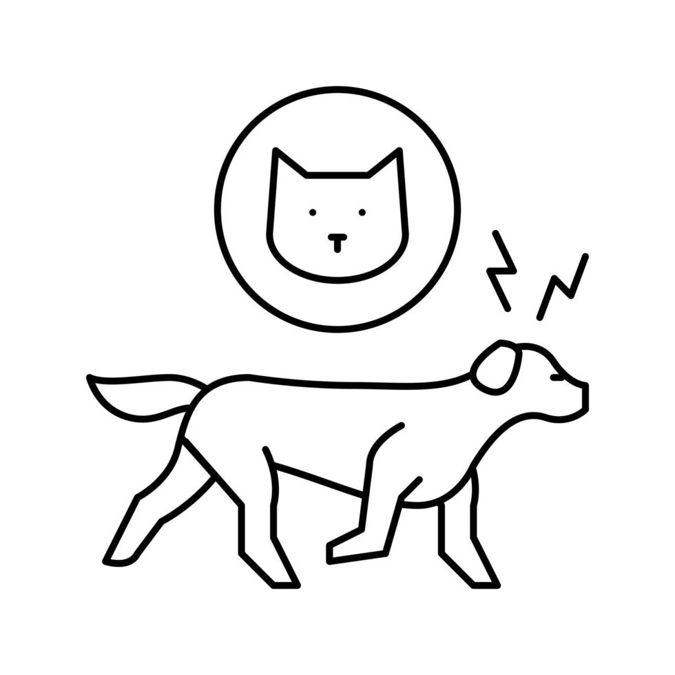 dog chasing cat line icon vector illustration