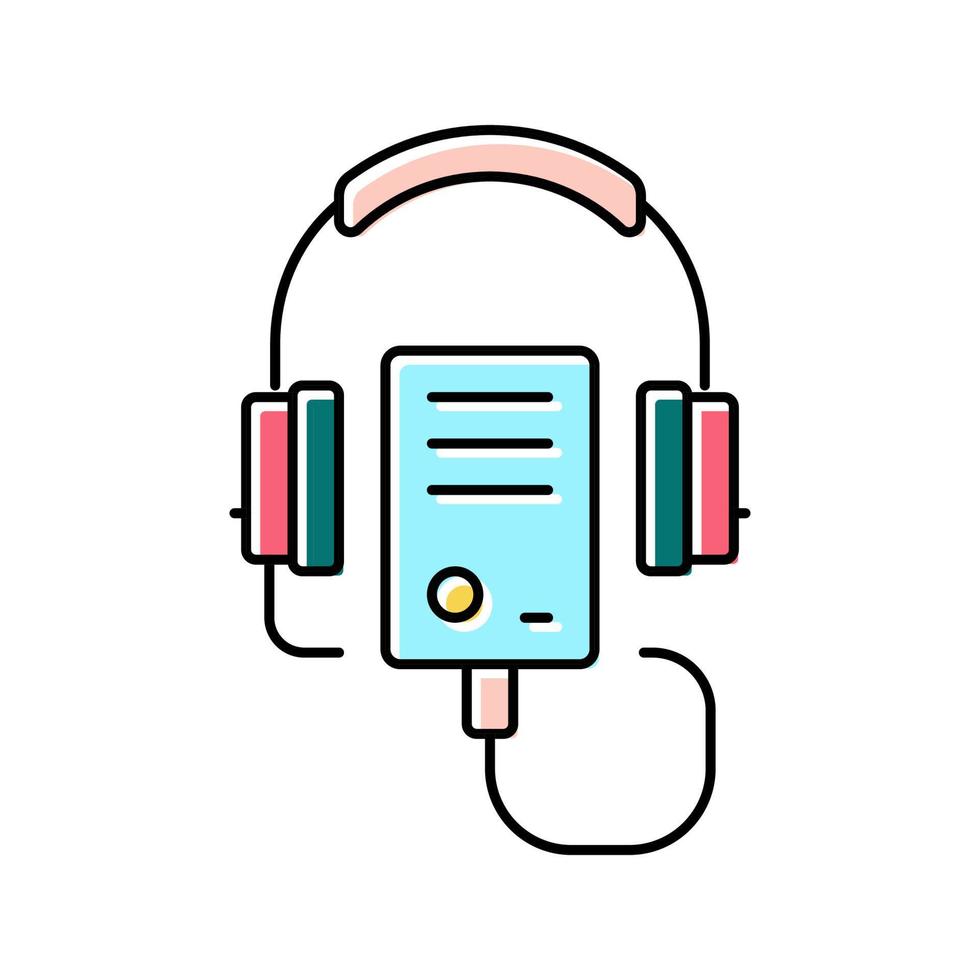 ilustración de vector de icono de color de reproductor de audio guid