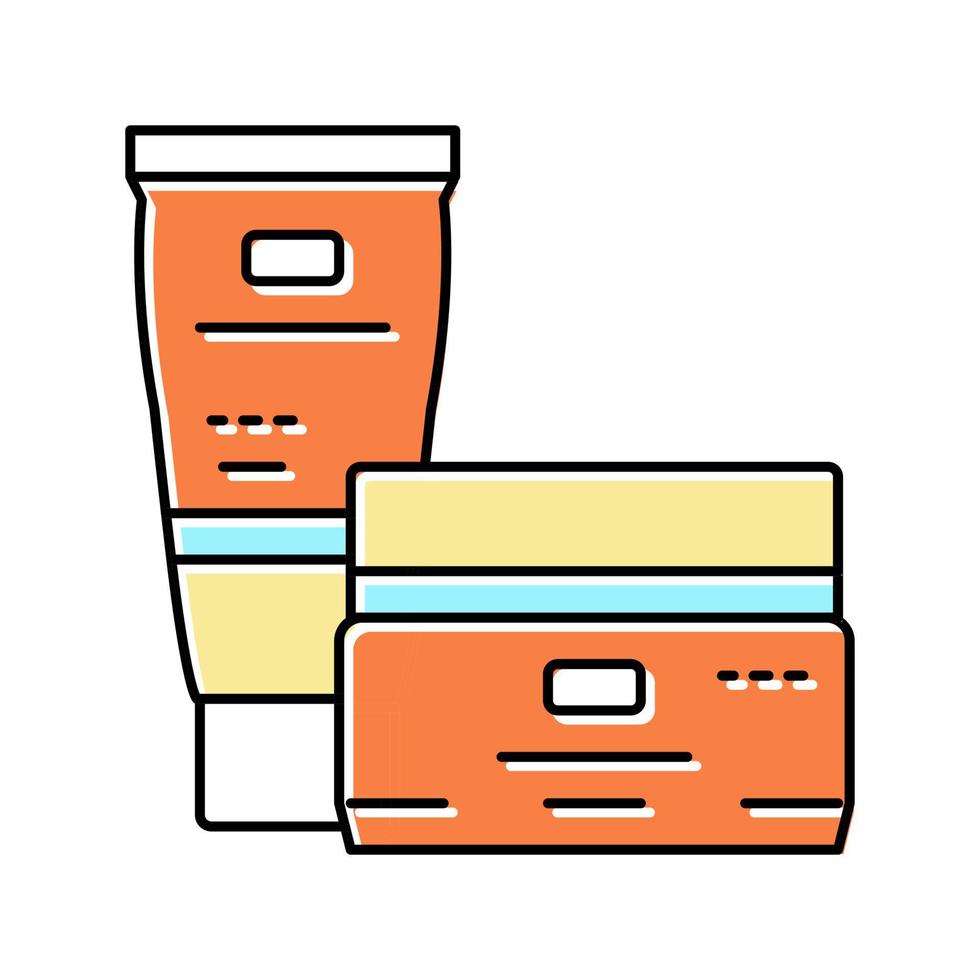 suntan cream cosmetic packaging color icon vector illustration