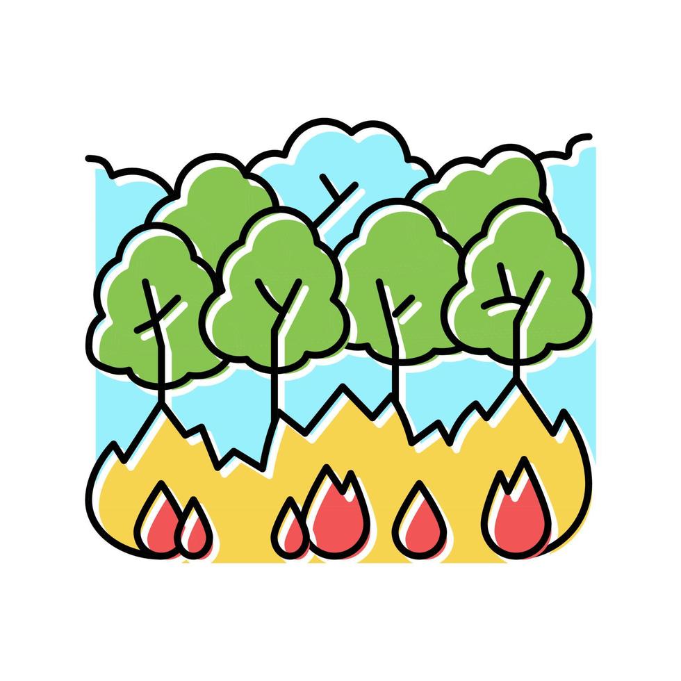 árbol fuego color icono vector ilustración