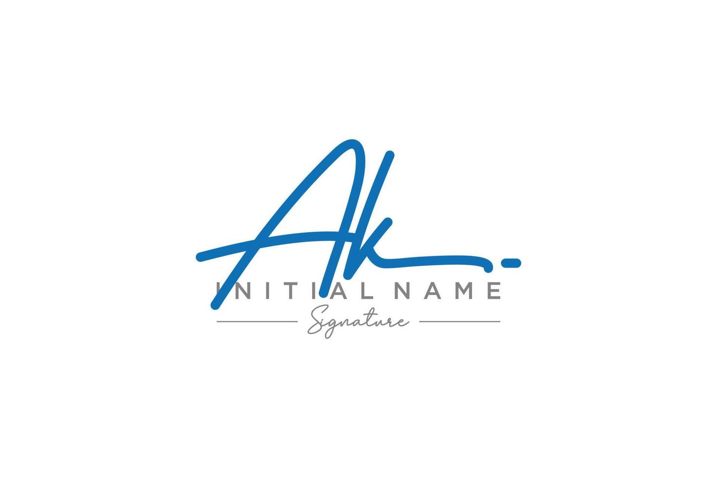 Initial AK signature logo template vector. Hand drawn Calligraphy lettering Vector illustration.