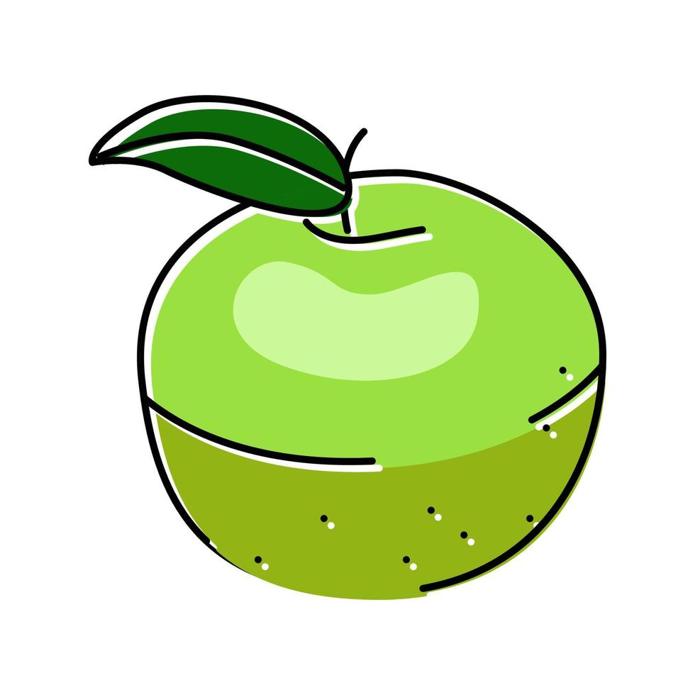 manzana verde fruta hoja color icono vector ilustración