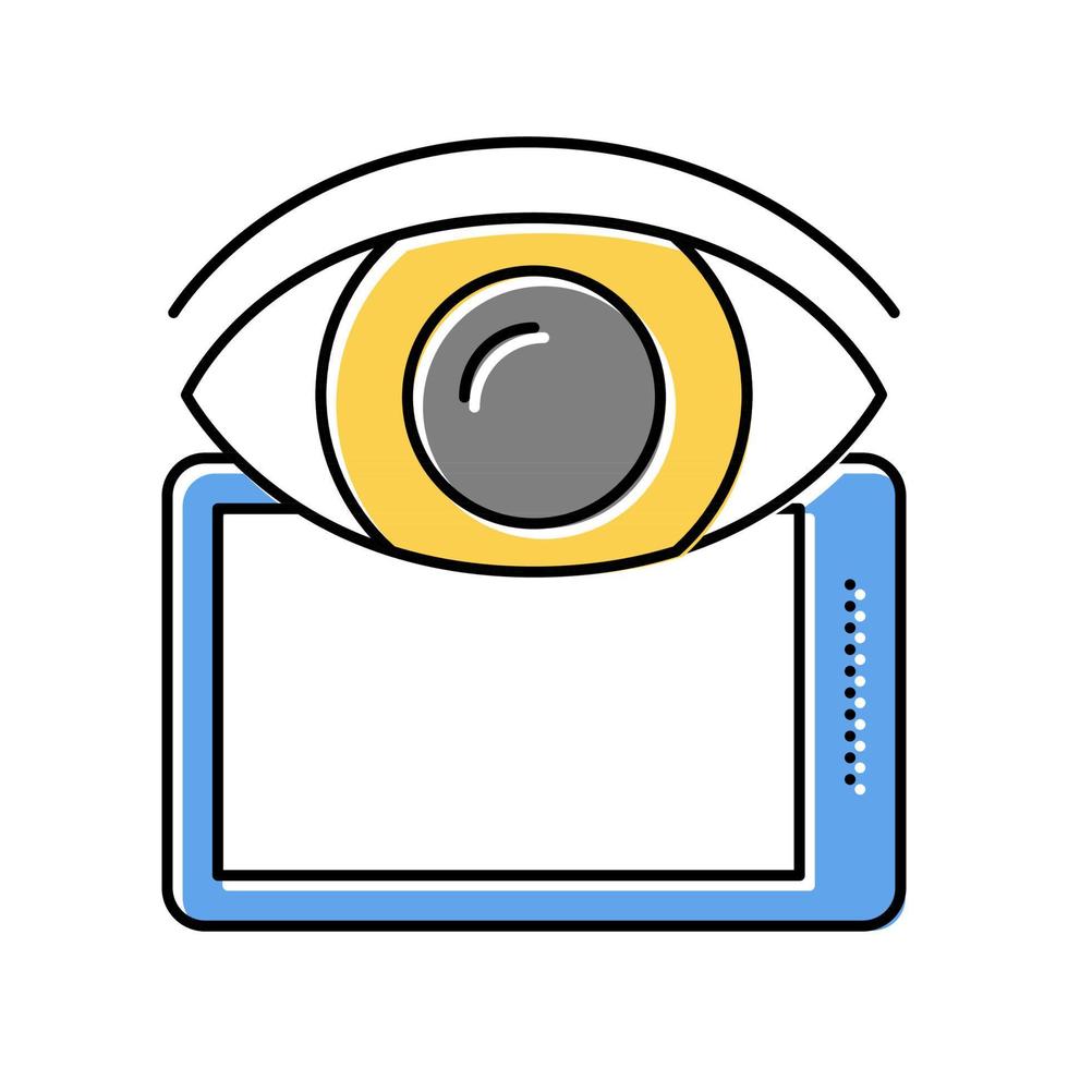 watching on tablet screen color icon vector illustration