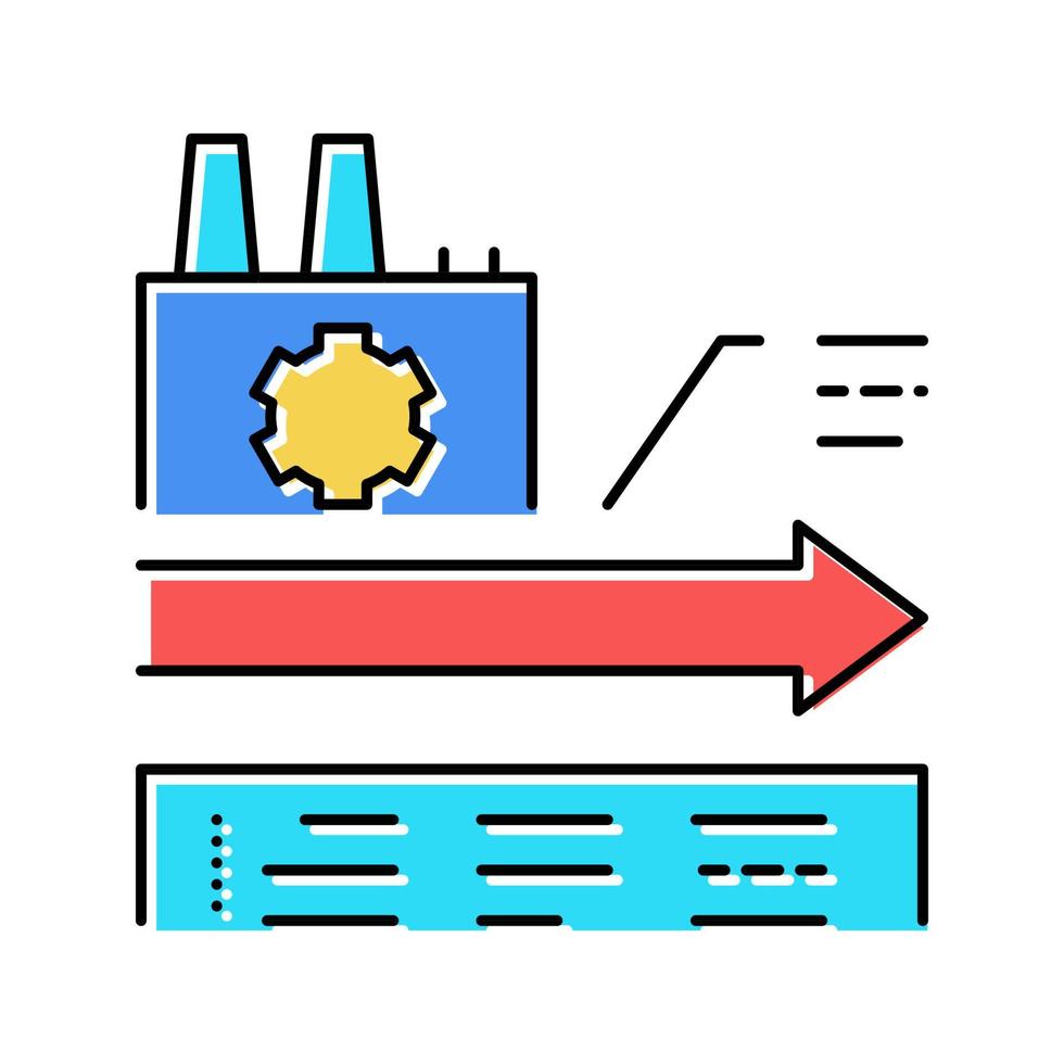 ilustración de vector de icono de color de economía lineal de fabricación