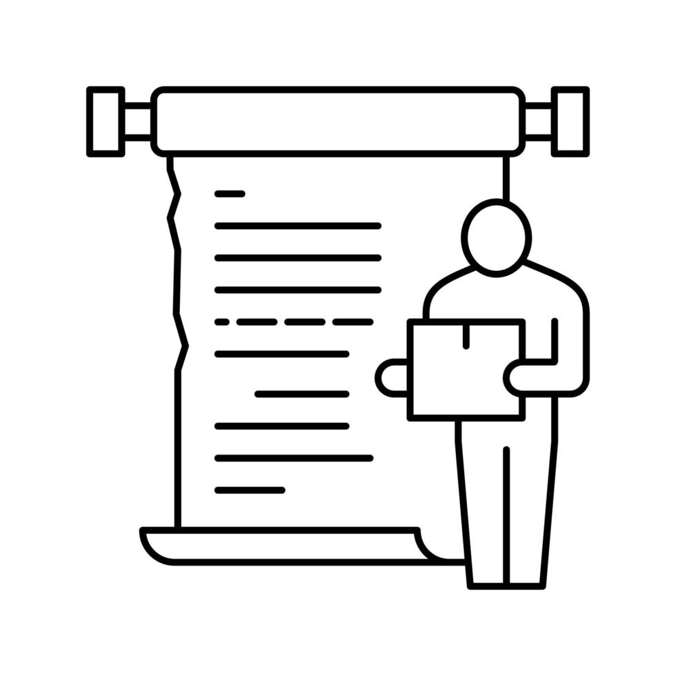 delivery boy with list line icon vector illustration