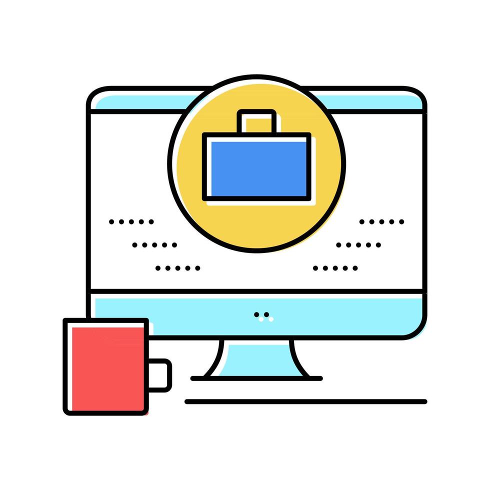 remote work computer screen color icon vector illustration